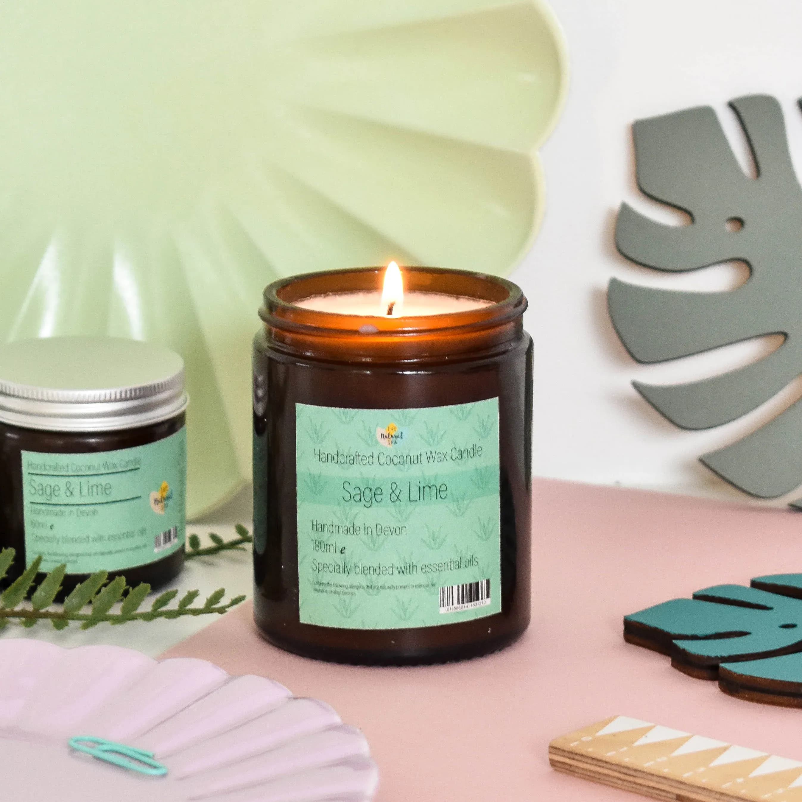 Bougie à la cire de noix de coco, sauge et citron vert 02