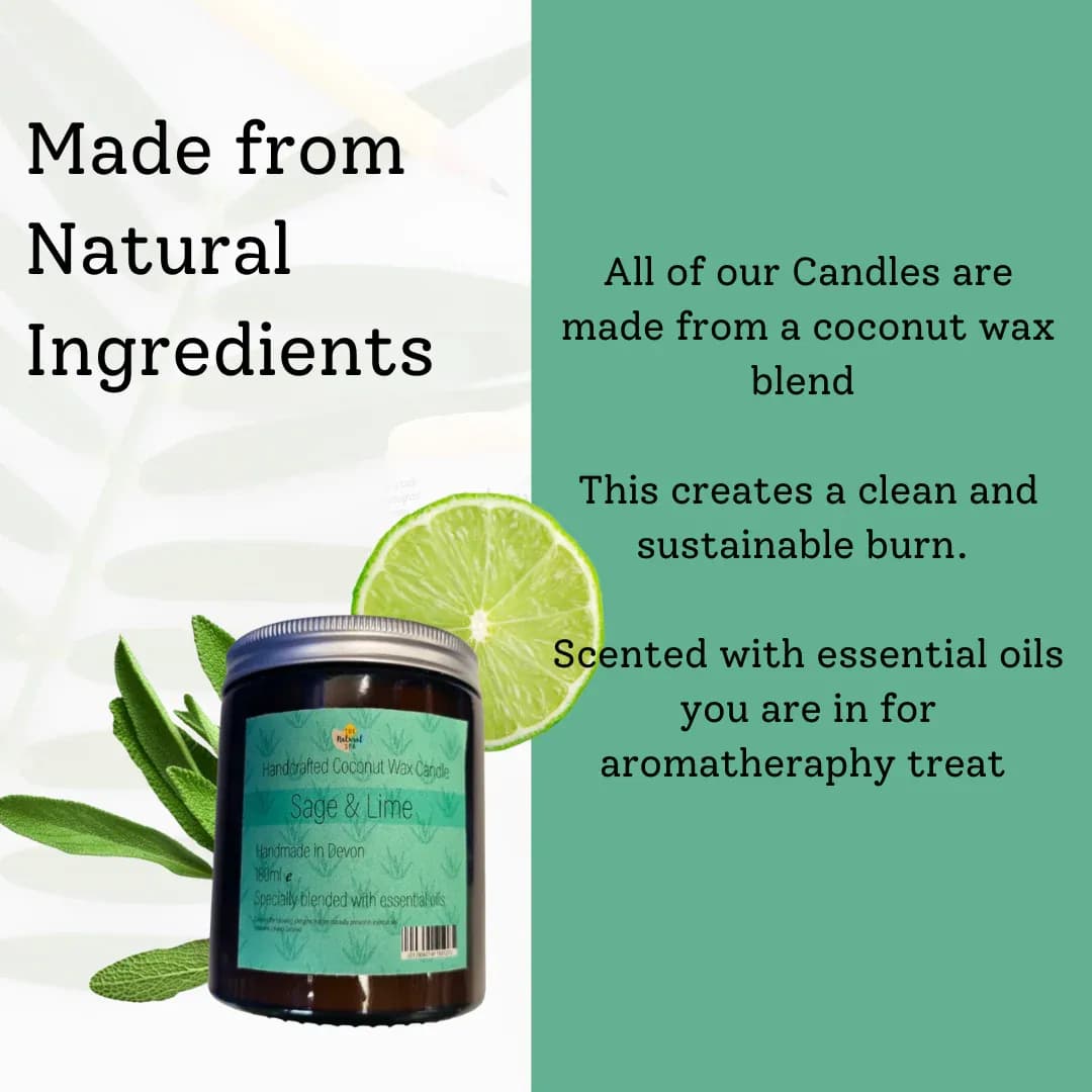Bougie à la cire de noix de coco, sauge et citron vert 03